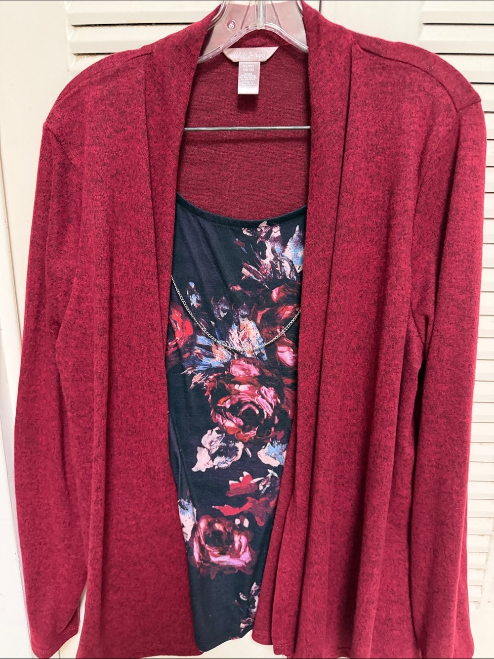 White Stag Open-Front Cardigan in Wine Red